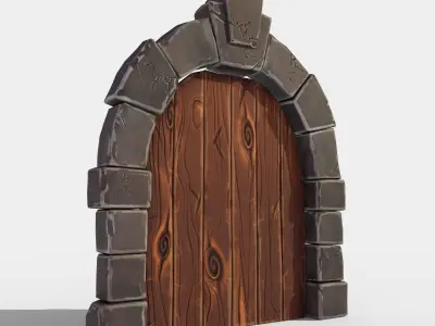 stylized door Low-poly 3D model