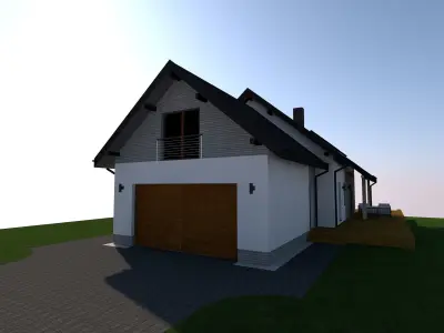 gable roof single family house 3D model