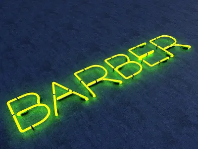 Barber Neon Sign Low-poly 3D model