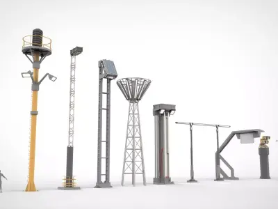 Sci fi street lighting 13 3D model