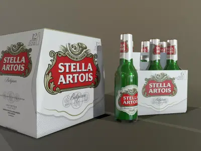 Beer Stella Low-poly 3D model