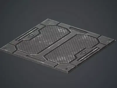 Sci-fi Floor Metal Plates 2 PBR Game Ready Low-poly 3D model