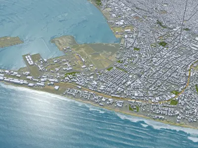 Pointe Noire Republic of the Congo 30km Low-poly 3D model