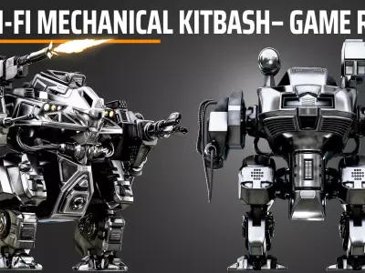  SCI-FI MECHANICAL KITBASH GAME READY MECH ASSET Low-poly 3D model