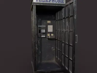 Low Poly Street Telephone Low-poly 3D model