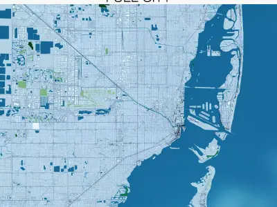 Miami with terrain 3D model
