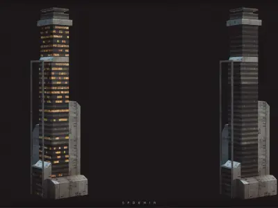 Sci-Fi Low Polygon Building Low-poly 3D model