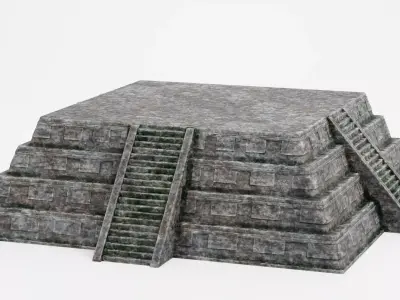 Mayan Pyramid V4 - Weathered Ancient Temple Architecture 3D model