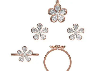 Light wt Ring Earrings Pendant set stl jcd 1-render details  3D print model