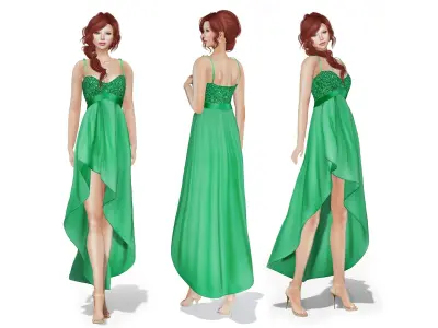 Spaghetti Strap Dress Low-poly 3D model