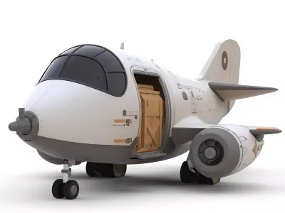 Futuristic Cartoon Cargo Aircraft 3D Model Low-poly 3D model