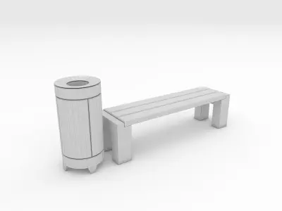 Bench Park 37 Low-poly 3D model