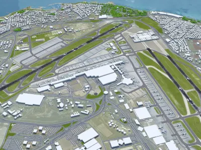 Istanbul Ataturk Airport 10km Low-poly 3D model