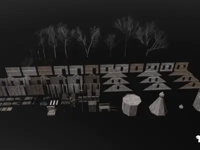 Haunted Village Environment-Horror Village Environment Low-poly 3D model