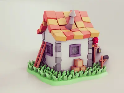 cartoon house 03 Low-poly 3D model