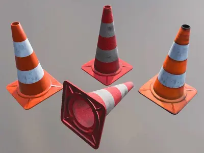 Traffic Cone 3D Model Set Low-poly 3D model