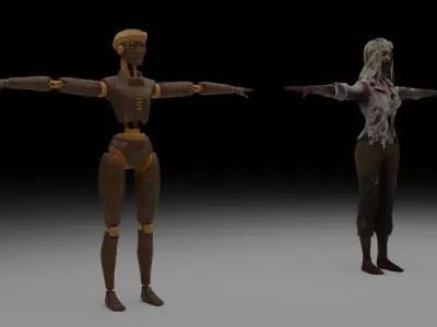 Robot and Zombie Character Pack Low-poly 3D model