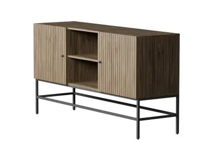 Dark Oak Wood Sideboard 3D model