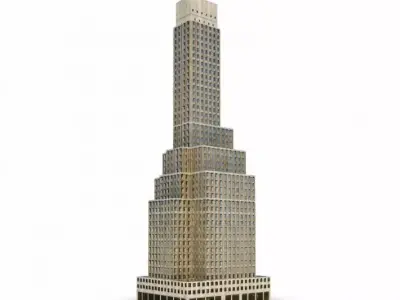 White 7 Tier Skyscraper 3D model