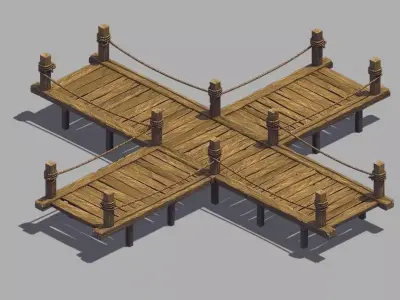 X Cross - Wooden Bridge 03 3D model
