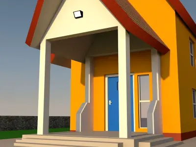 Cartoon house  Low-poly 3D model