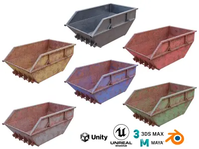 Waste containers Low-poly 3D model