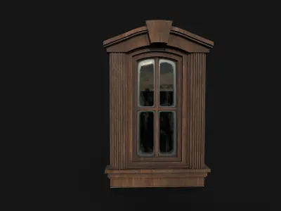 Wood windows 3d model Low-poly 3D model