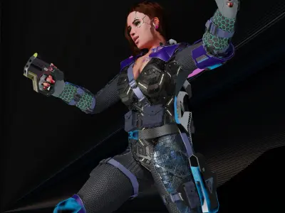 Sci-Fi Cyberpunk Action Girl Adrestia - Rigged Low-poly 3D model