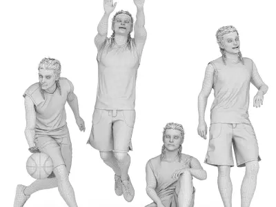 Dynamic 3D Street Basketball Boy Character Low-poly 3D model