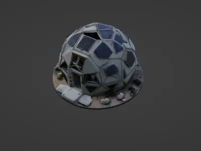 Futuristic Geodesic Space Colony Habitat Module 3D model
