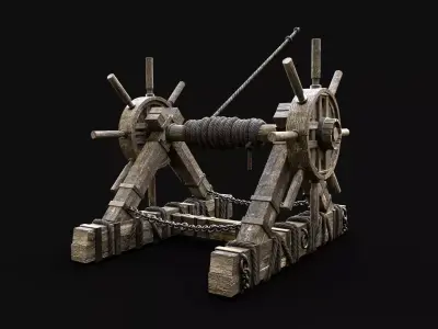 ROPE WINCH WINDLASS TURNSTILE HOIST LIFT ELEVATOR RISER Low-poly 3D model