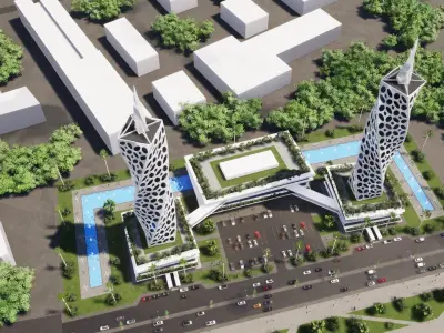 TWIN SKYSCRAPERS 3D model