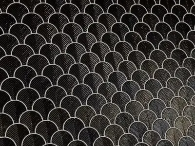 Luxury Glossy Black Fish Scale Tiles with Etched Pattern PBR  Texture