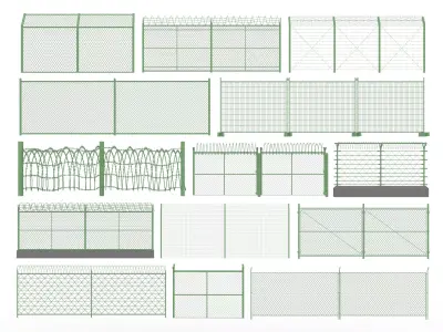 Chain Link Wire Fence 3D model