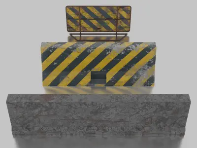 Dirty Concrete Street Barrier Pack 3D model