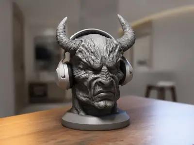 Demon creature Headphone Stand Cyborg Headset Stand 3D print model