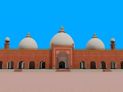 Badshahi Mosque Lahore  Low-poly 3D model