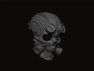 metal skull cyborg army airsoftgun mask 3D print model