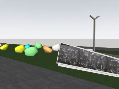 Outdoor Urban Park Landscape with Interactive  3D Sketchup Model 3D model