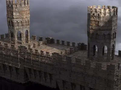 English Norfolk Fort walls Tower bridge 2 3D model