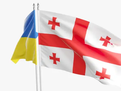 Flag Georgia Ukraine Support 3D model