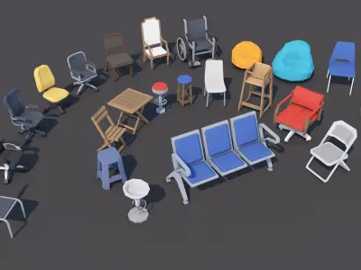  1000 Low Poly Interior Furniture Mega Pack Collection 