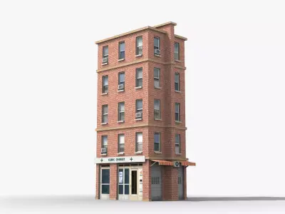 Apartment Building x19 Low-poly 3D model