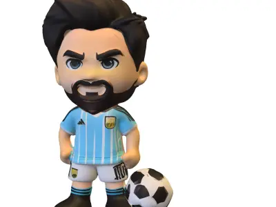 Stylized Bearded Soccer Player Low-poly 3D model