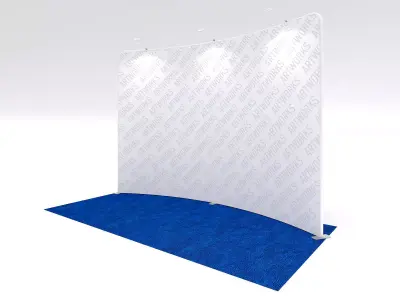 Exhibition booth 10x5ft curved wall 3DM002 Free 3D model
