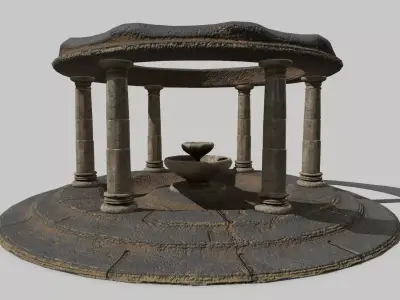 Altar Set stone fountain Low-poly 3D model