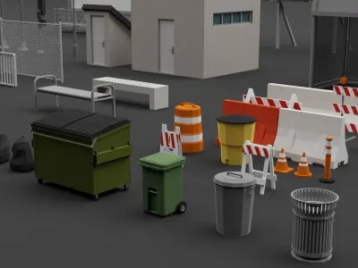 LOW POLY CITY ELEMENT Low-poly 3D model