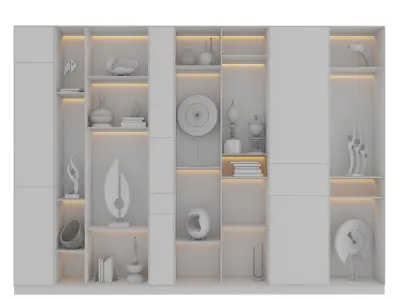 Shelf 3d Model bookcase with shelves and lighting 3D model