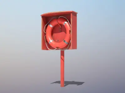 Lifebuoy On Holder  Low-poly 3D model