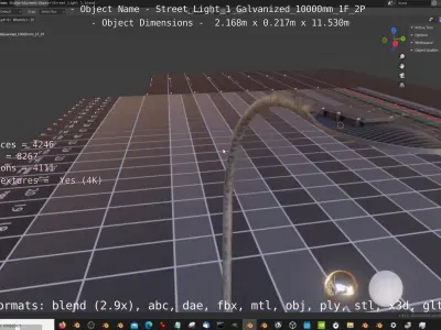 Street Light 1 Galvanized 10000mm 1F 2P Low-poly 3D model